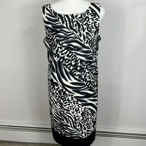 AB Studio animal print black gray white sleeveless dress size 12